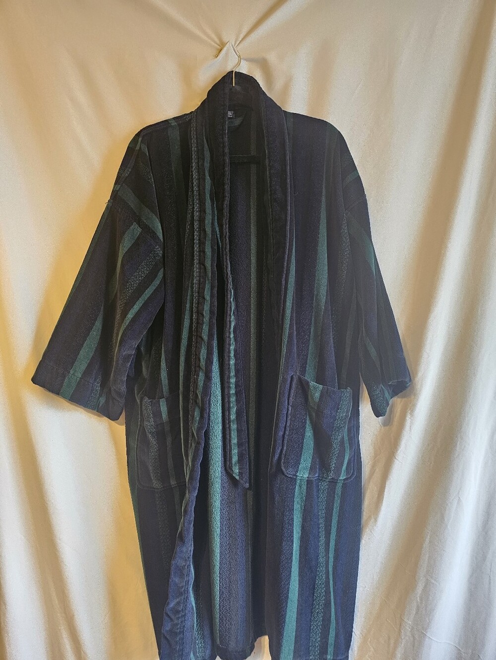 Vintage Mens One Size Robe Navy & Green